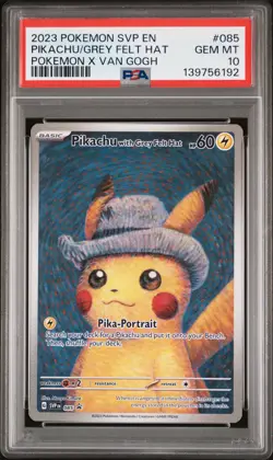 2023 POKEMON SVP EN-SV BLACK STAR PROMO #085 PIKACHU WITH GREY FELT HAT PSA 10 - Image 1