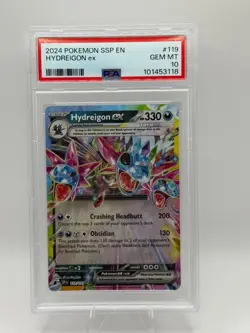 2024 Pokemon TCG Hydreigon ex 119/191 Sv08: Surging Sparks Holo PSA 10 - Image 1