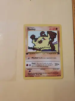 Pokemon Team Rocket 1st Edition Regular Finish Mankey 61/82 Vintage OC19O - Image 3