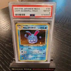 LIGHT AZUMARILL - HOLO - PSA 8 - 2001 POKEMON JPN Neo 4 - #184 - Image 1