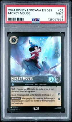 2024 DISNEY LORCANA EN D23-D23 EXPO PROMO MICKEY MOUSE - PLAYFUL SORCERER PSA 9 - Image 1