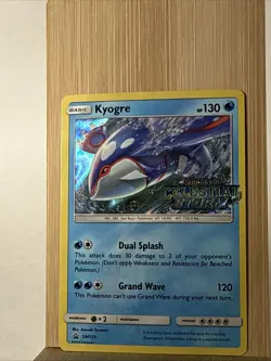 2018 Kyogre Sm129 Celestial Storm Pre-Release Hollow Rare Promo Card - Image 1