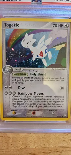 POKEMON CARD 2004 EX TOGETIC HOLO TEAM ROCKET RETURNS #14 PSA 8 *HOLDING SWIRL* - Image 3
