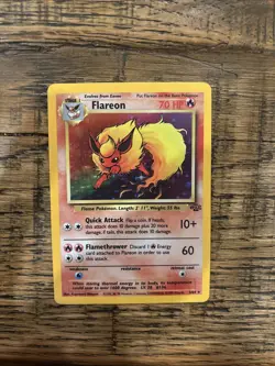 Flareon 3/64 Holo Rare Raw Pokemon Unlimited Jungle Card - Image 1