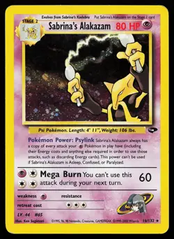 Sabrina's Alakazam 16/132 Holo Rare Gym Challenge Pokemon Card - Image 1
