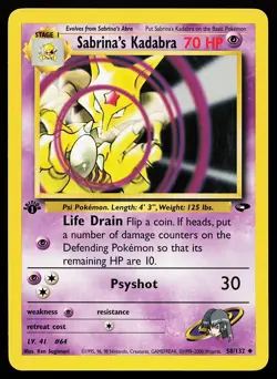 Sabrina's Kadabra 58/132 Uncommon 1st Edition Gym Challenge Pokemon Card - Image 1
