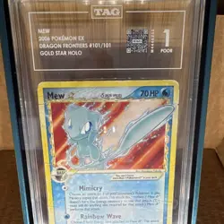 Pokemon Mew Gold Star Holo EX Dragon Frontiers #101/101 2006 TAG Graded 1 - Image 3