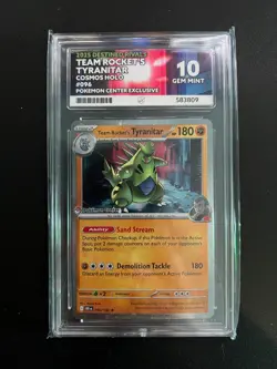 Team Rocket's Tyranitar ACE 10 Grade 096/182 Pokemon center Stamped Promo - Image 1