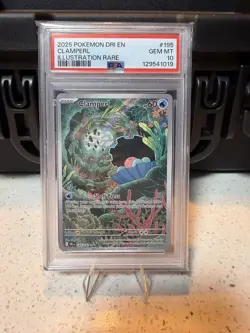 PSA 10 Clamperl 195/182 Pokemon Destined Rivals Illustration Rare 2025 GEM MINT - Image 1