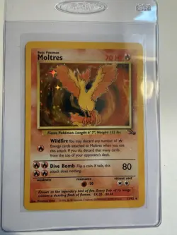 Pokemon Moltres 12/62 Fossil Holo Rare Unlimited 70 HP English 1999 WOTC - Image 1