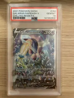 Pokemon Galarian Rapidash V Chilling Reign Full Art #168 PSA 10 Gem Mint - Image 1