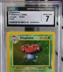 Vileplume, Holo Rare, 15/64, Pokemon TCG Jungle, CGC 7 (Near Mint) - Image 3