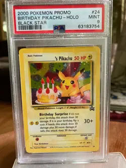 Pokemon Birthday Pikachu Black Star Promo 24 Psa9 Card - Image 3