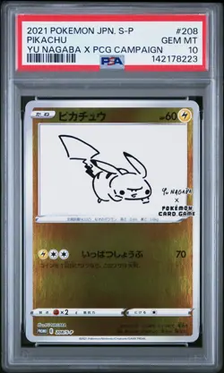 PSA 10 Pikachu Yu Nagaba Promo 208/S-P GEM MINT Japanese Graded Pokemon Card - Image 1