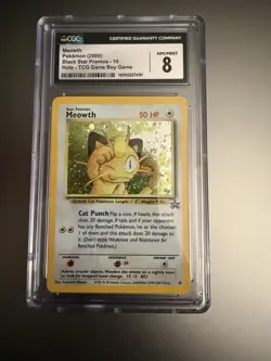 CGC 8 Meowth 2000 Black Star Promos 10 TCG Game Boy Game Graded Pokemon Card - Image 1