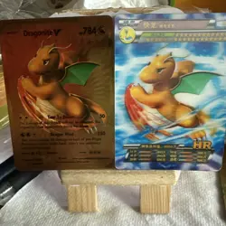 Pokemon Dragonite V GOLD Fan Art 2 DISPLAY Card MINT CONDITION. - Image 1