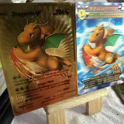 Pokemon Dragonite V GOLD Fan Art 2 DISPLAY Card MINT CONDITION. - Image 2
