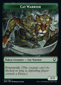 1x Cat Warrior Token (017/026) MTG Commander Dominaria United NM Magic Regular - Image 1