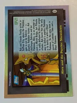 2000 Topps Pokemon TV #EP21 Abra and the Psychic Showdown (F) Silver Foil - Image 2