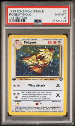 1999 Pokemon Jungle 8 Pidgeot Holo 1st Edition PSA 8 - Image 1