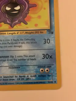 Pokemon TCG Cloyster Fossil 1st Edition 32/62 Stage 1 50 HP Uncommon - Image 3