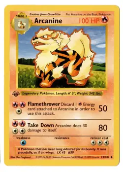 Pokemon TCG - Arcanine - Base - 1st Edition Shadowless - 23/102 - NM/LP - Image 1