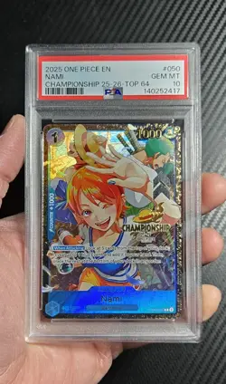 2025 One Piece EN Championship Top 64 #050 Nami PSA 10 GEM MINT - Image 1