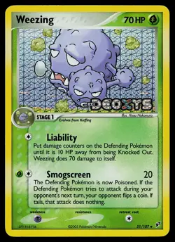 Pokemon Card - Weezing Deoxys 51/107 Uncommon Reverse Holo Stamped - Image 1
