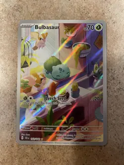 Pokemon TCG Bulbasaur Holo Card Stellar Crown Illustration, Rare Mint, 143/142 - Image 1