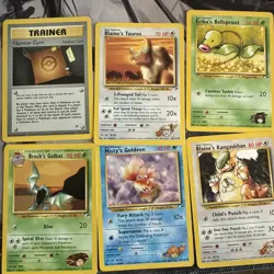 pokemon lot 6 cards, Vintage, rare, Gym heros, brock, misty, blaine, erika. - Image 1