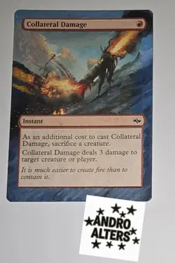 Collateral Damage Altered Art Hand Paint MTG Magic the Gathering Red Spell - Image 1