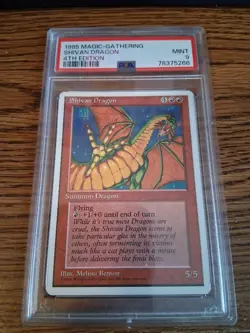 1995 MTG Shivan Dragon 4th Edition PSA 9 MINT - Image 1