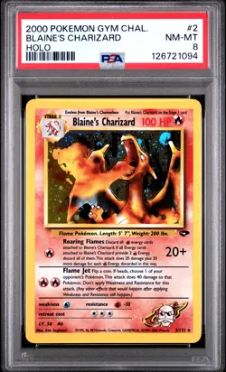 2000 POKEMON GYM CHALLENGE HOLO #2 BLAINE'S CHARIZARD PSA 8 - Image 1