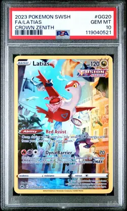 2023 POKEMON SWORD & SHIELD CROWN ZENITH #GG20 FULL ART/LATIAS PSA 10 - Image 1