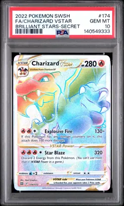 2022 POKEMON SWORD & SHIELD BRILLIANT STARS #174 FULL ART/CHARIZARD VSTAR PSA 10 - Image 1