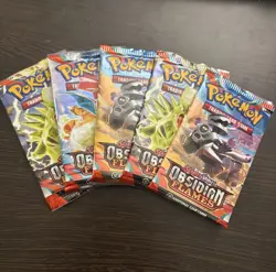 SEALED- Pokemon TCG Scarlet & Violet Obsidian Flames Booster Pack Lot- 5 Packs - Image 1