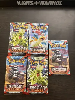 SEALED- Pokemon TCG Scarlet & Violet Obsidian Flames Booster Pack Lot- 5 Packs - Image 2