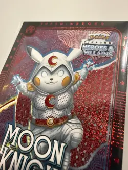 Moon Knight (Pikachu) #E6 - Red Holo - Heros & Villains Flash Edition Pokemon - Image 3
