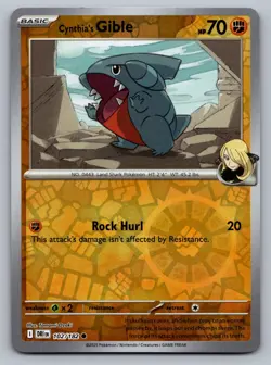 Pokemon TCG SV10: Destined Rivals Cynthia's Gible 102/182 Reverse Holo - Image 1