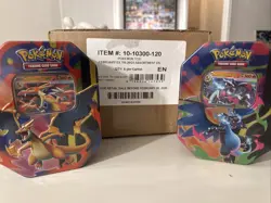 Pokemon TCG Sealed Case of Mega Charizard Tins Factory Sealed 6 Tins - Image 1