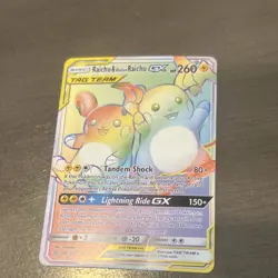 Pokemon Raichu & Alolan Raichu GX TAG TEAM Holo Secret Rare 241/236 Unified Min… - Image 1