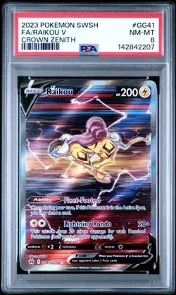 Raikou V GG41/GG70- Pokemon Crown Zenith Galarian Gallery - PSA 8 - Image 1
