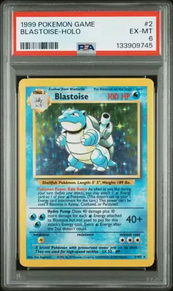 1999 POKEMON BASE SET UNLIMITED #2 BLASTOISE-HOLO PSA 6 - Image 1