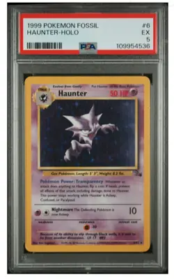 Pokemon Haunter 6/62 1999 Fossil Holo Graded PSA 5 - Image 1