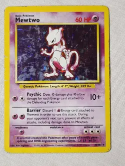 Played (Damaged) Mewtwo - Holo #10 Base Set Pokemon TCG - Image 1