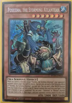 YuGiOh Poseidra, the Storming Atlantean Secret Rare 1st Edition SUDA-EN016 - Image 1