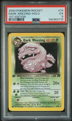 2000 Pokemon Team Rocket Dark Wheezing Holo 1st Edition #14 PSA 5 EX - Image 1