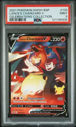 2021 Pokemon Celebration - Lance's Charizard V SWSH133 Promo PSA 9 - Image 1