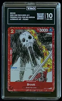 TAG 10 One Piece ST01-011 C Brook - ENG - Foil - Film Red - Graded - Image 1