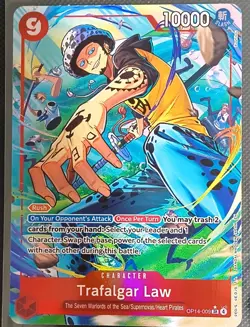 One Piece CCG Trafalgar Law OP14-009 SR Rush Holo Character Card - Image 1